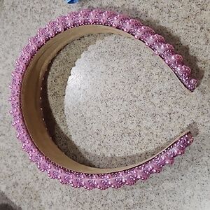 Pink rhinestone and pearl bling headband